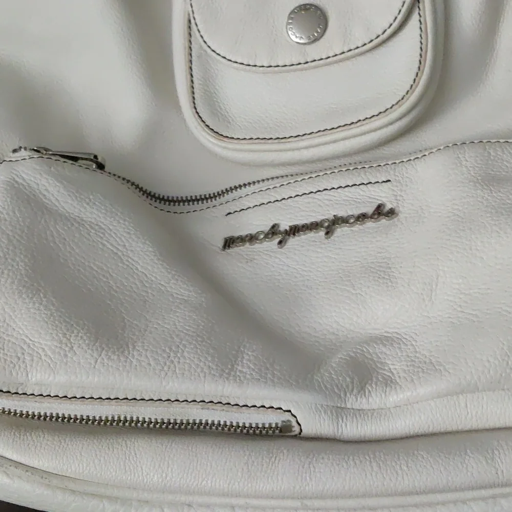 Marc by Marc Jacobs White Leather Soft Shot Large Hobo